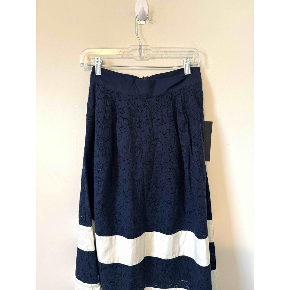 Tuckernuck Stripe Eyelet Pocket Maxi Skirt Navy Blue White Size Small NEW - Picture 8 of 14